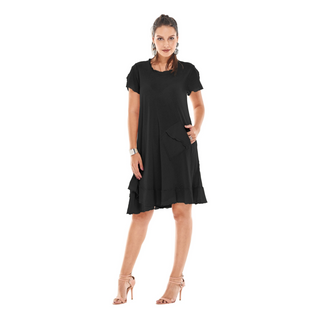 LA Gauze Dress: Short Sleeve Ruffle Sleeve and Pocket