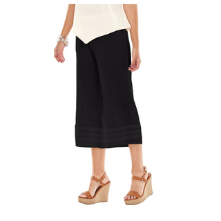 Nimo Gauze Pant: Wide Leg Cropped with Striped Applique