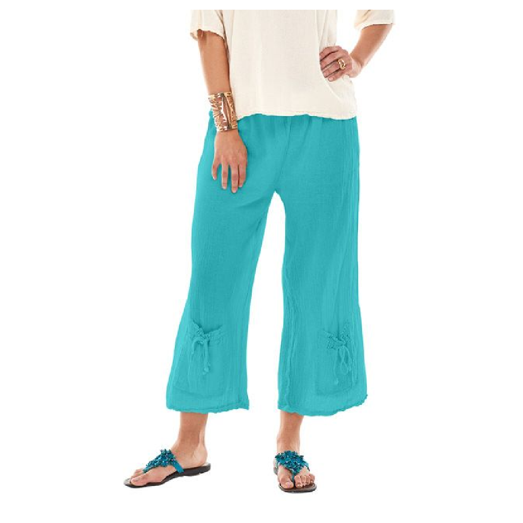 Sammy Gauze Pant Slouch Front Pocket Capri Blooming Boutique