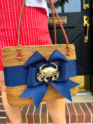 Lisi Lerch Navy Fluffy Bow Crab Bag