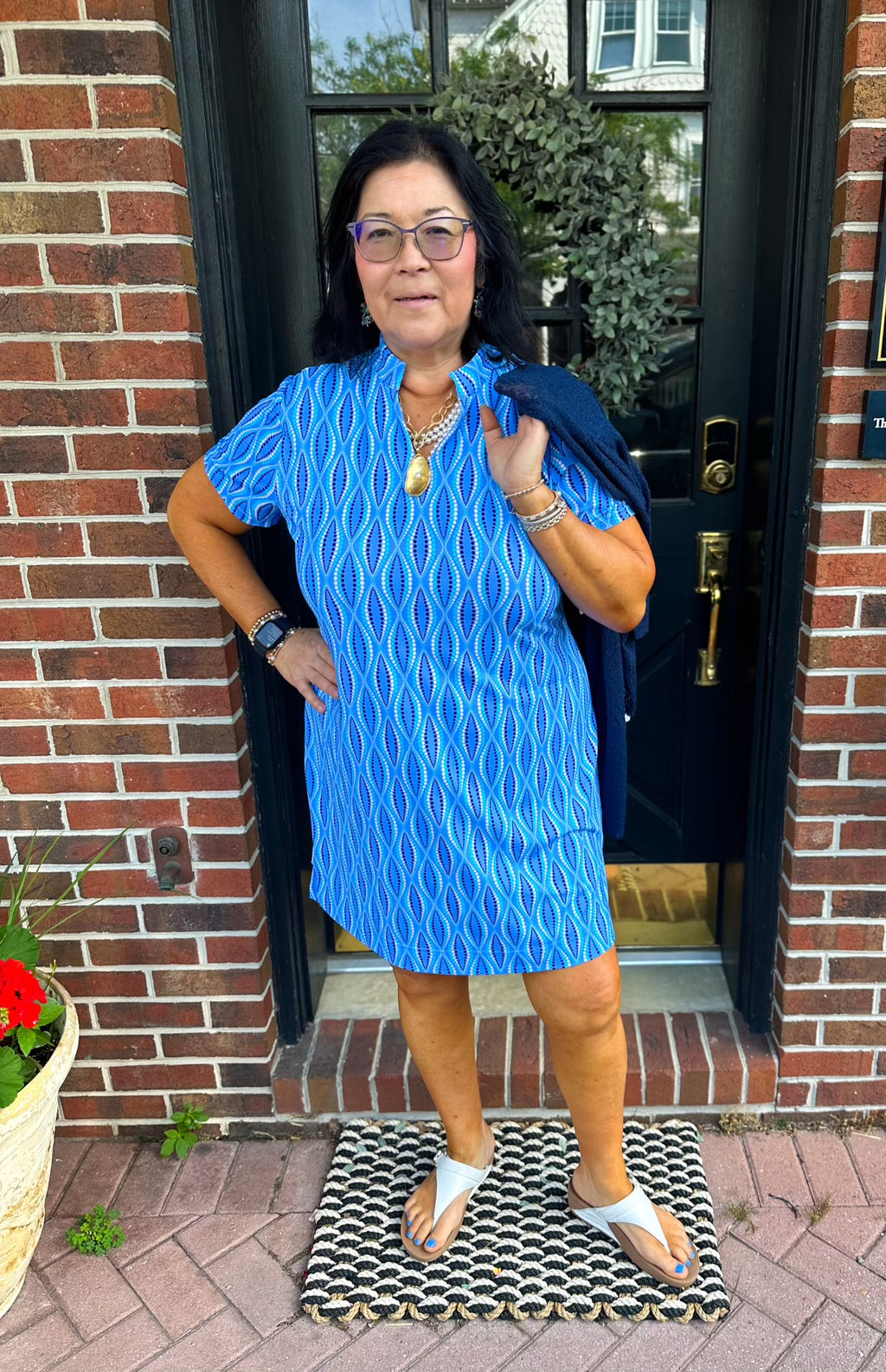 Lulu B - Open Cut Dress - Geometric Blues