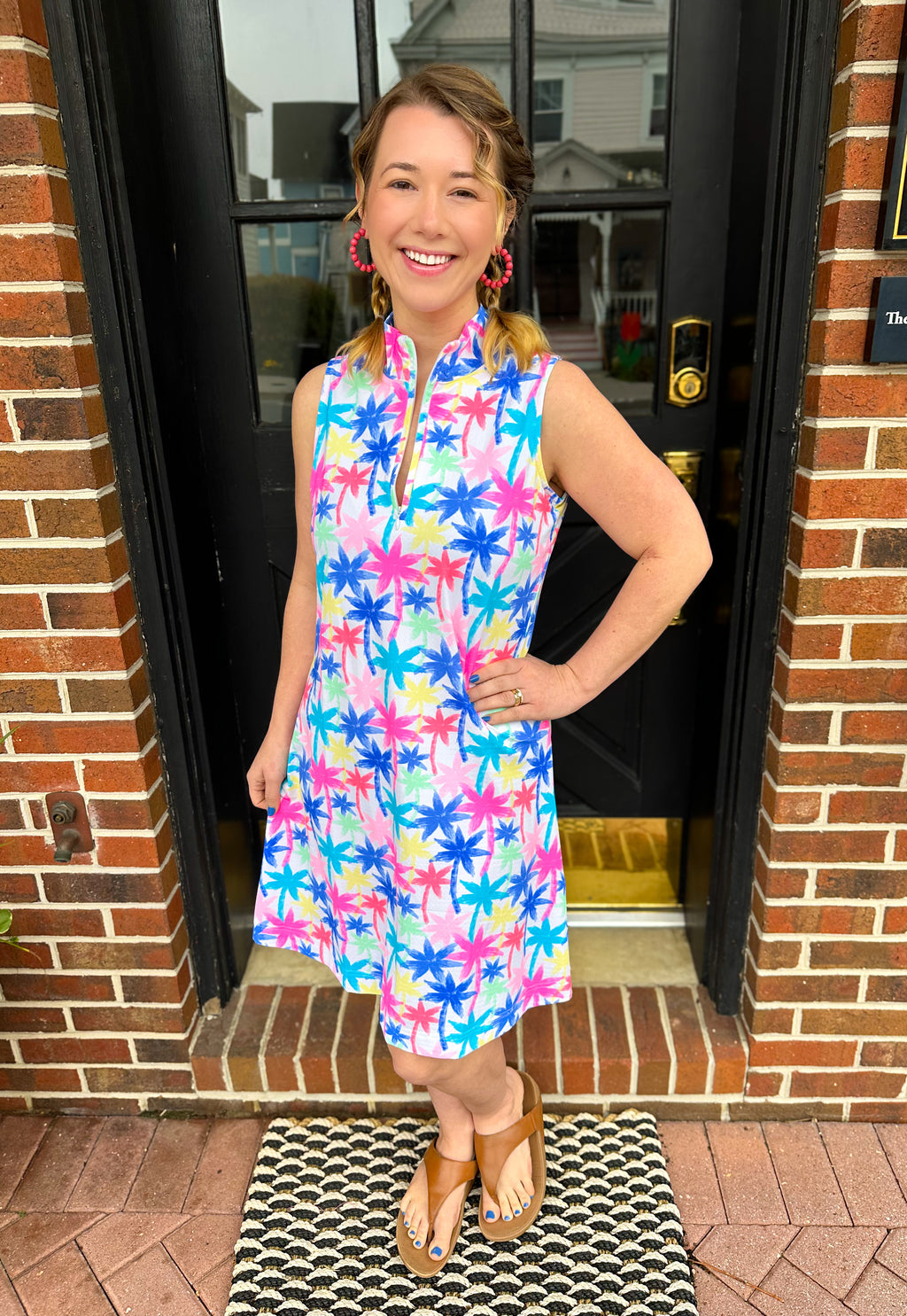Lulu B - Sleeveless Ruffle Bottom Dress Navy Palm main image 1