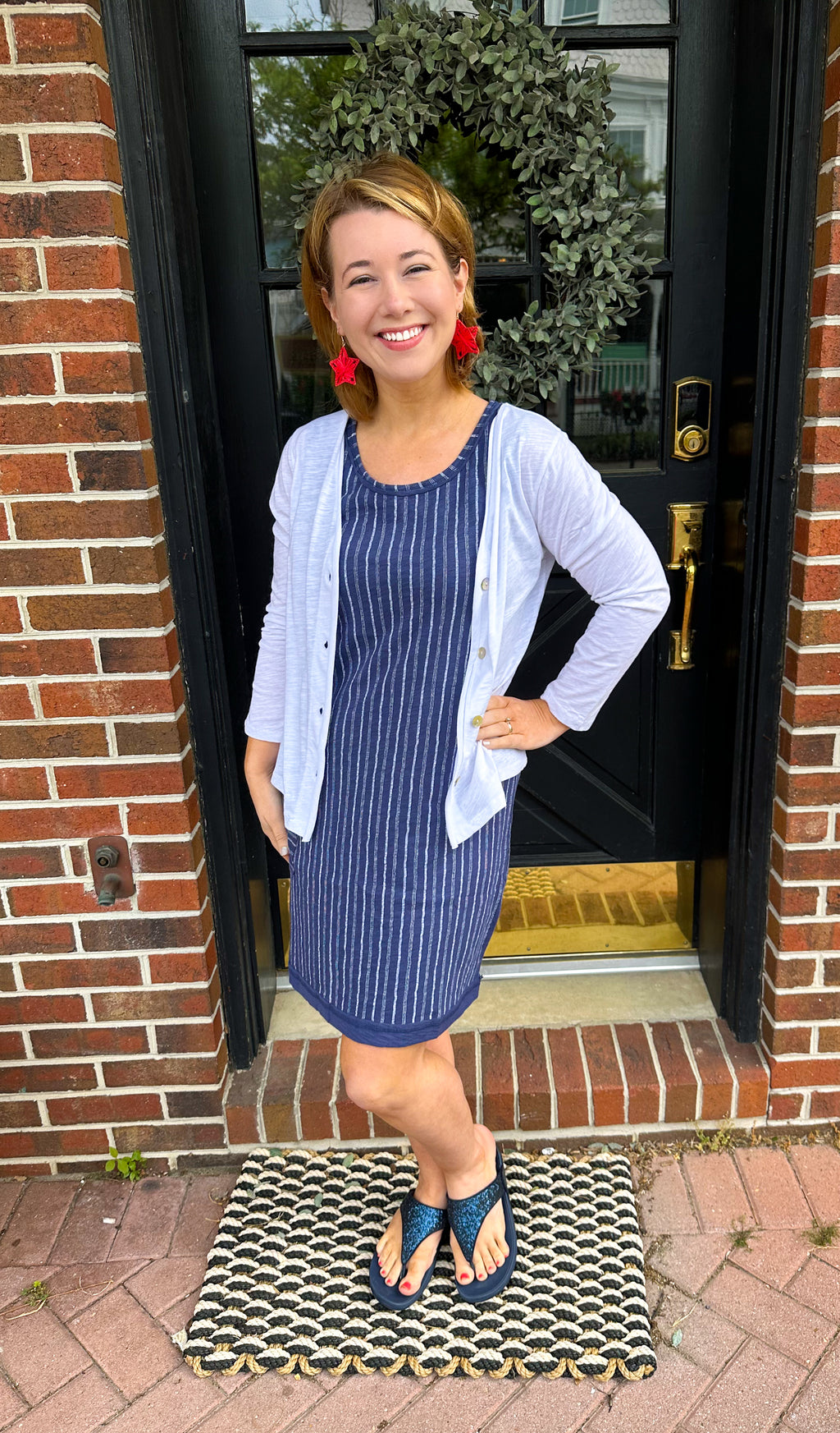 Escape by Habitat Navy Striped Cotton Tank Dress