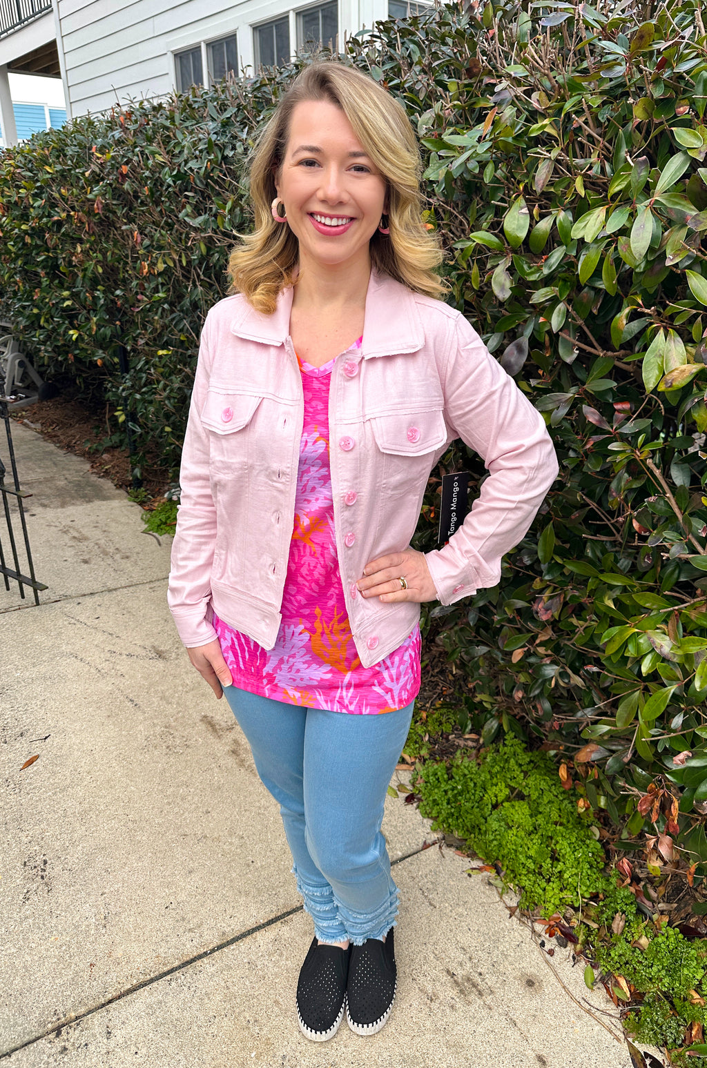 Tango Mango Stretch Linen Jacket Pink A Boo – Blooming Boutique