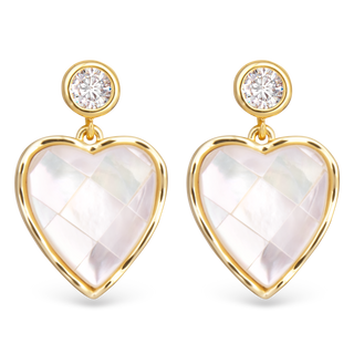 Gold Mother of Pearl Mosaic Heart Earrings