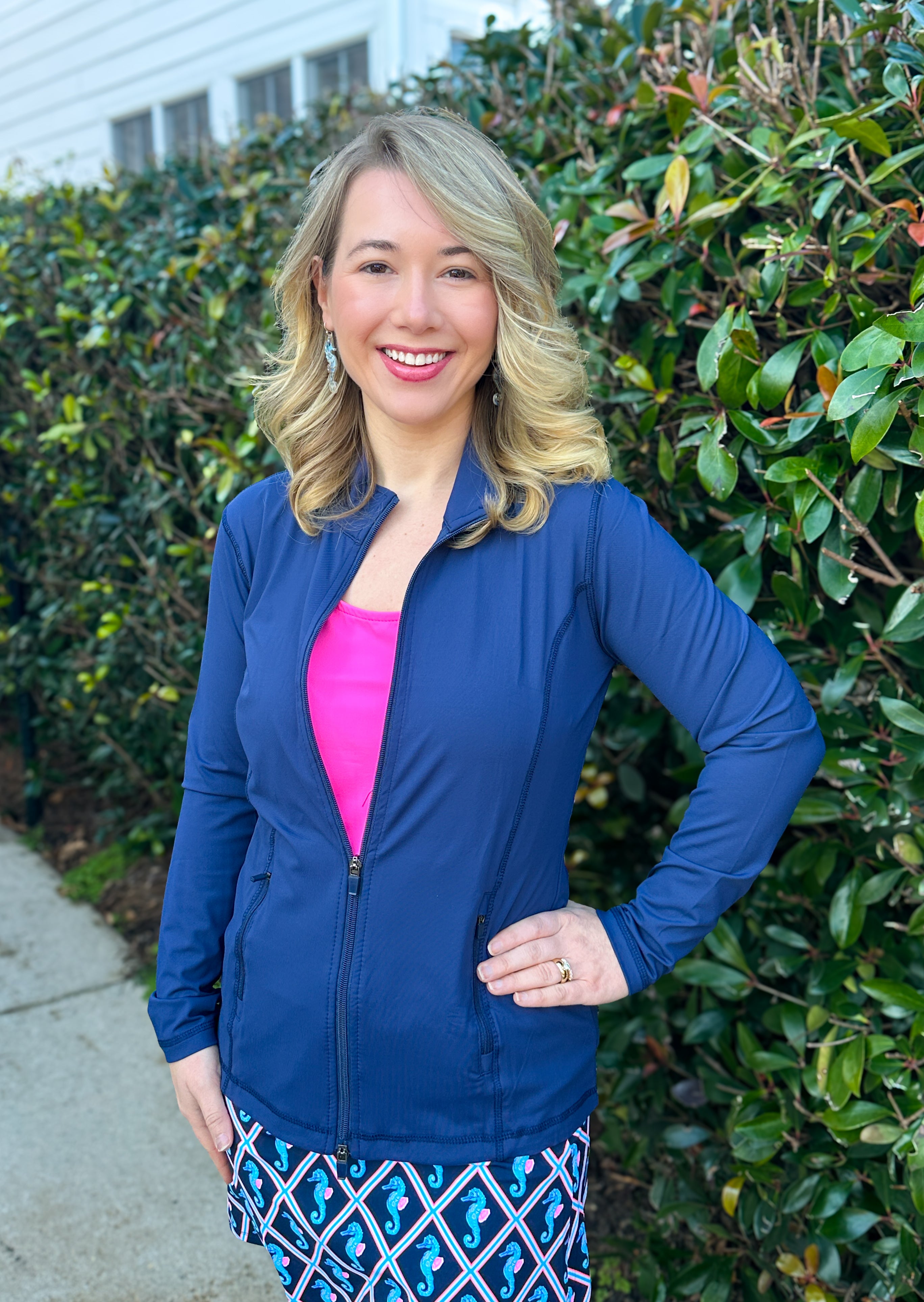 Lulu B Navy Full Zip Jacket – Blooming Boutique