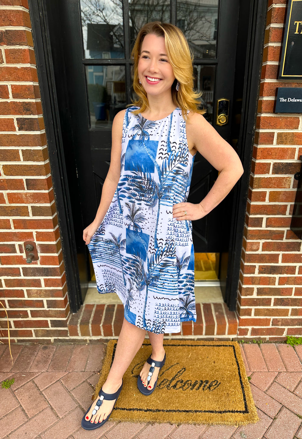 Tango Mango Island Palm Sleeveless A-line Dress – Blooming Boutique