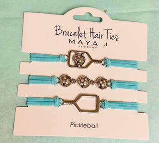 Blue Bracelet Hair Ties Pickleball Enamel Set