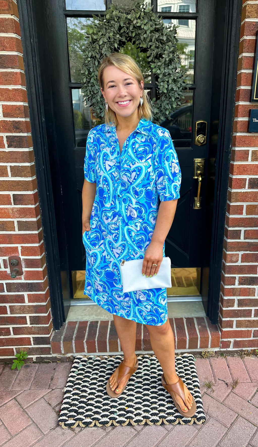 Lulu B Blue Hearts Collar Button Down Dress – Blooming Boutique