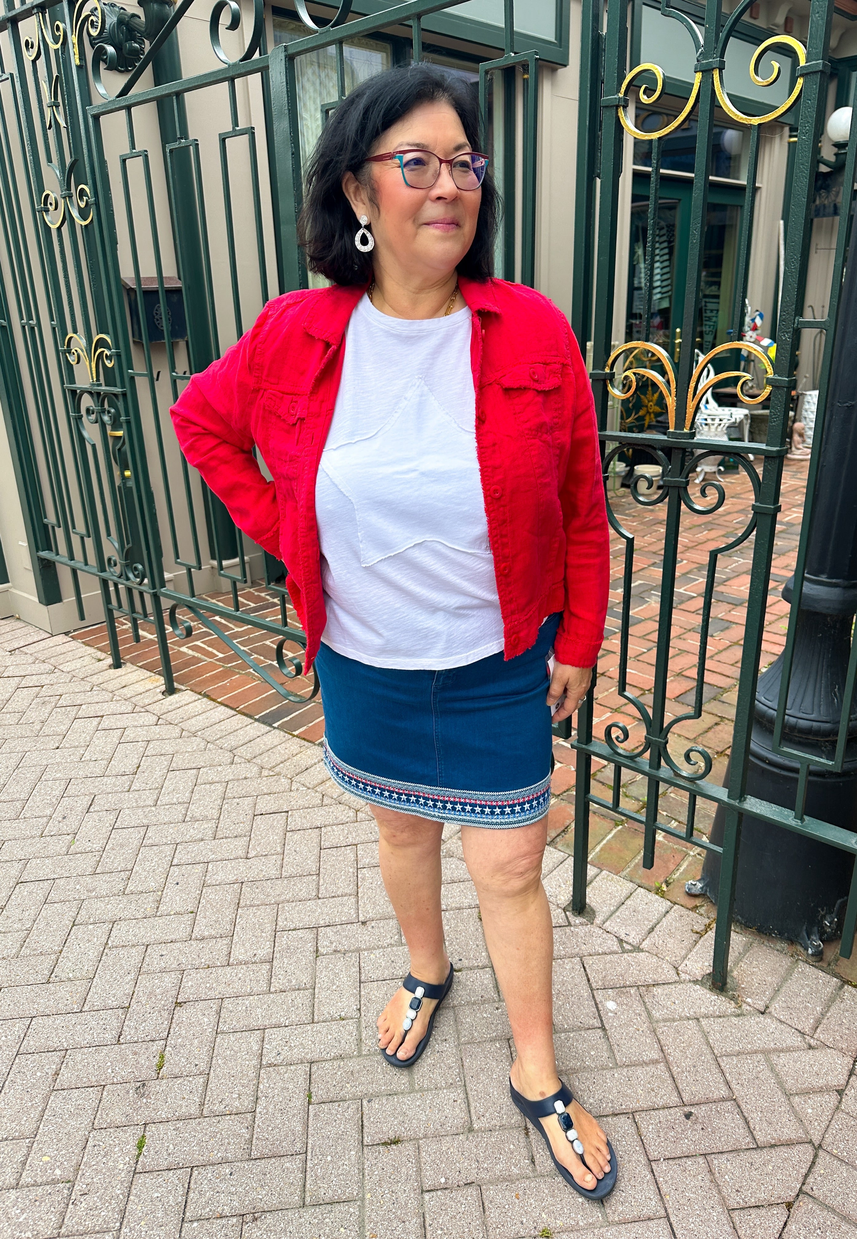 Lulu B Crimson Linen Jacket – Blooming Boutique