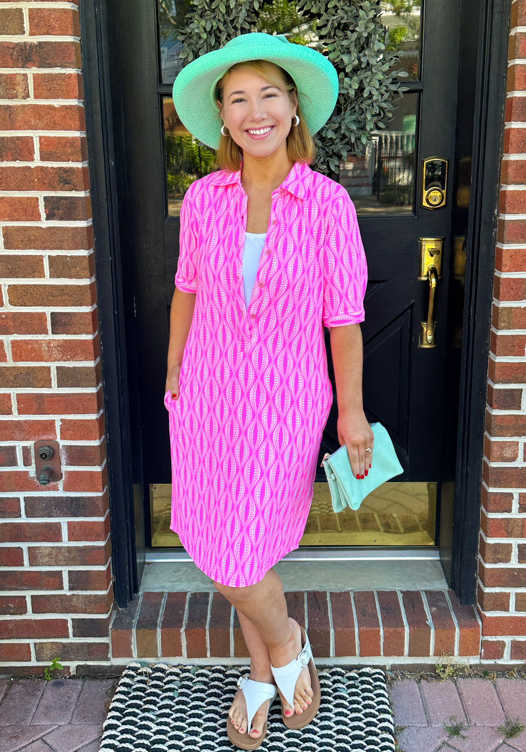 light pink button dress All In Your Dreams Baby Pink Button Down Dress Shop the Mint