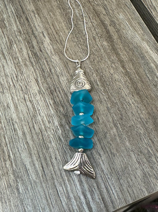 Turquoise Seaglass Fish Necklace