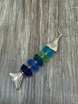 Multicolor Seaglass Fish Necklace
