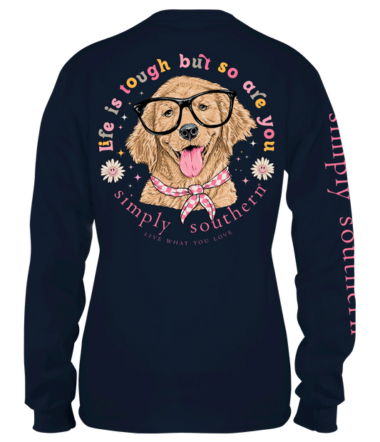 Simply Southern Life is Tough Navy Long Sleeve Tee