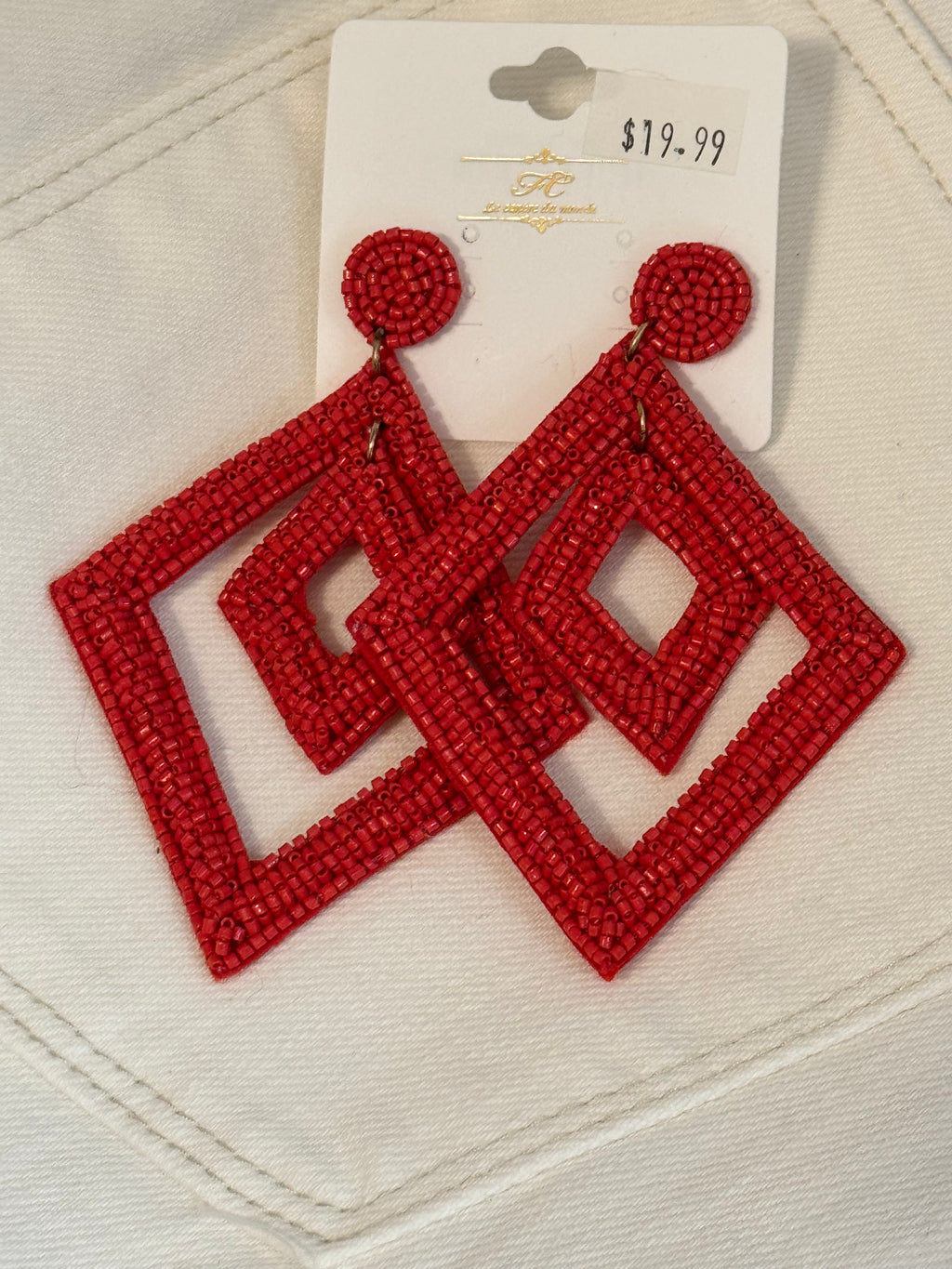 De Cavalier red and diamonte earrings 683