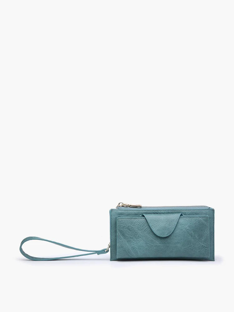 JEN & CO. Kyla RFID Wallet - Vegan Leather Wristlet Clutch With Card Slots, Black