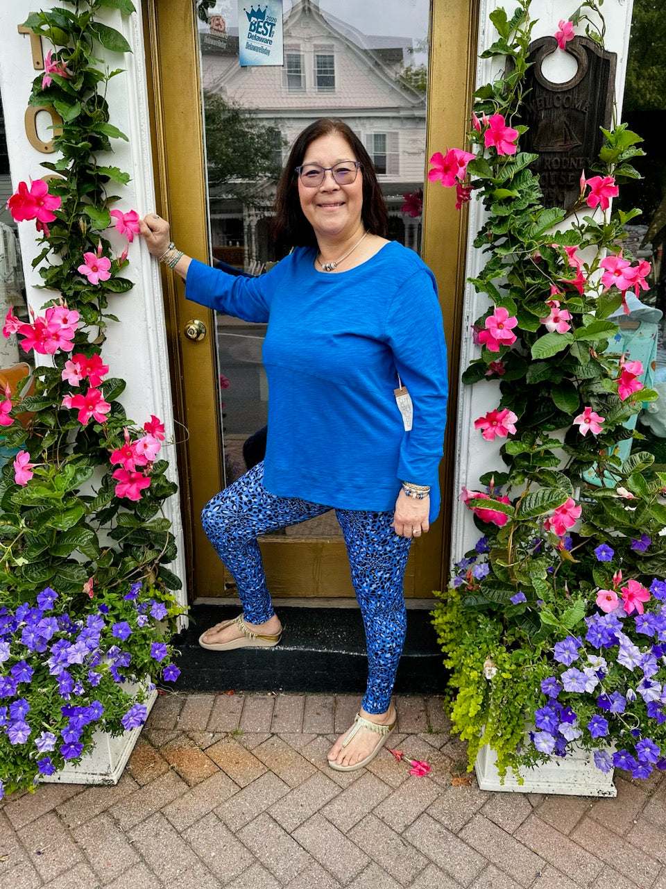 Lulu B Blue Leopard Leggings – Blooming Boutique