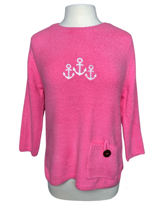Lulu B Pink Anchor Embroidered Sweater