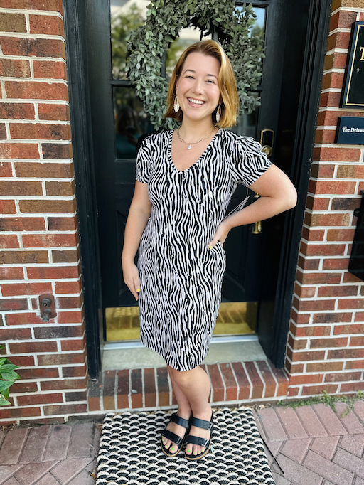 zebra dress short Lulu B Short Sleeve V Neck Cream Zebra Dress S