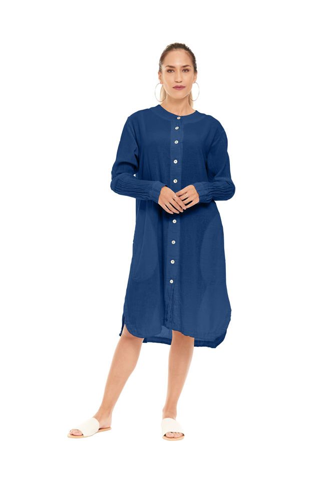 Oh My Gauze Pier Tunic Dress Sapphire  Blooming Boutique