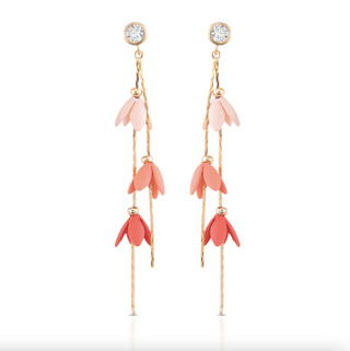Coral Ombre Lily Bells Drop Earrings