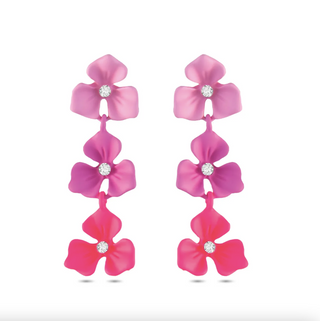 Pink Ombre Trillium Flower Drop Earrings