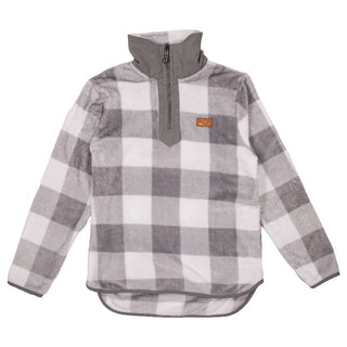 Simply Southern Quarter Zip Sherpa Grey and White