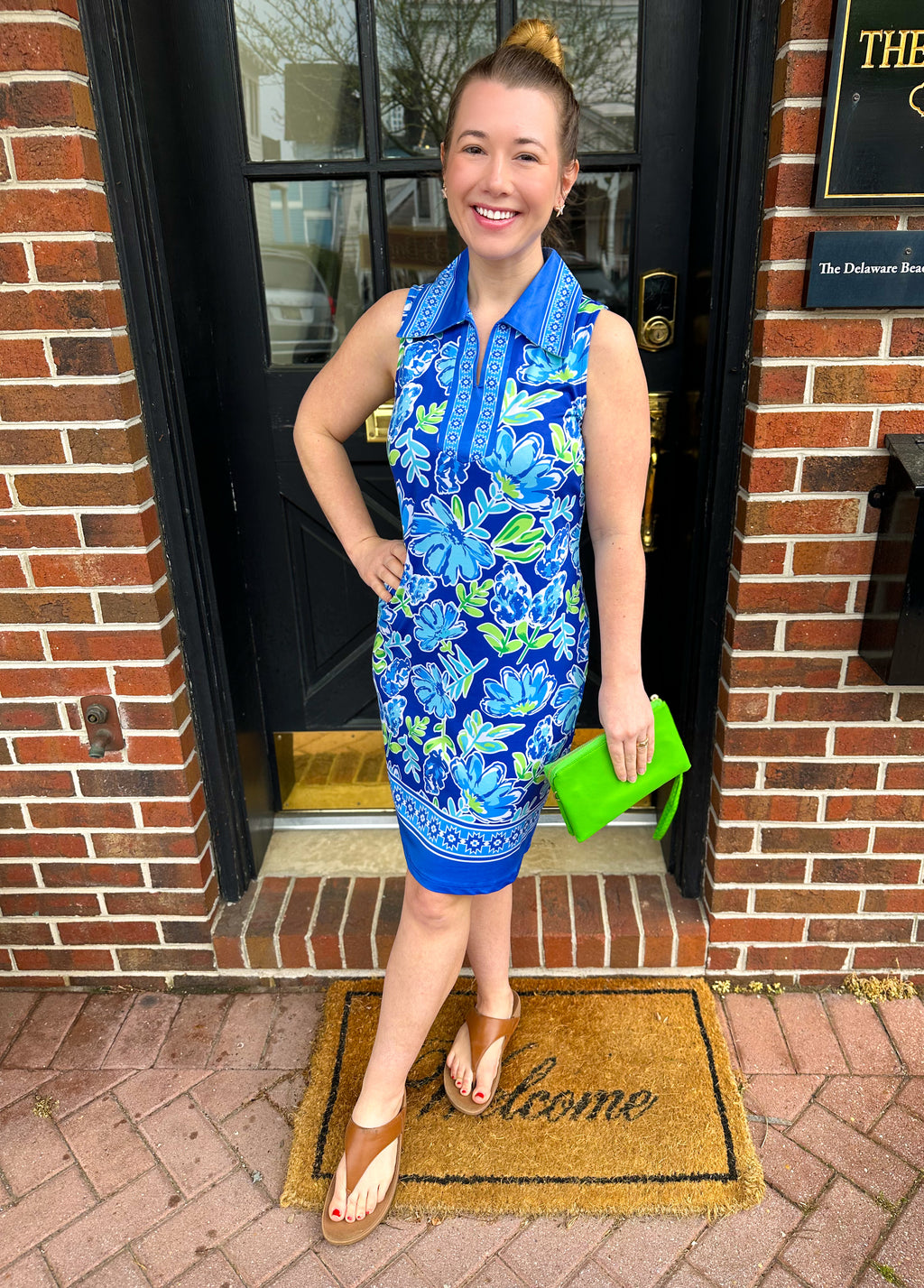Tango Mango Blue Flowers Sleeveless Collar Dress – Blooming Boutique