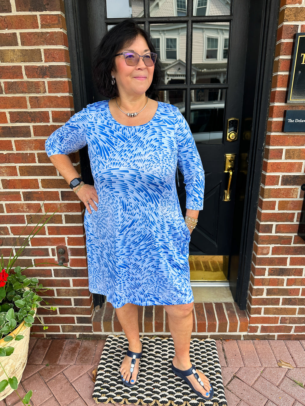 Tango Mango Mosaic Tiles A-line Dress with Sleeves Tango Mango Mosaic Tiles A-line Dress with Sleeves