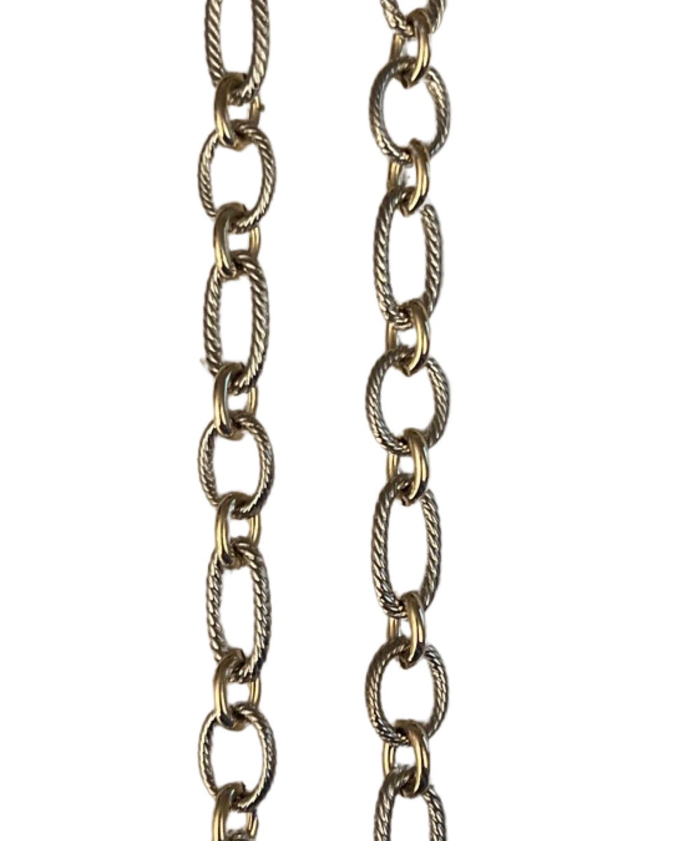 Long Silver and Gold Chain Necklace Blooming Boutique