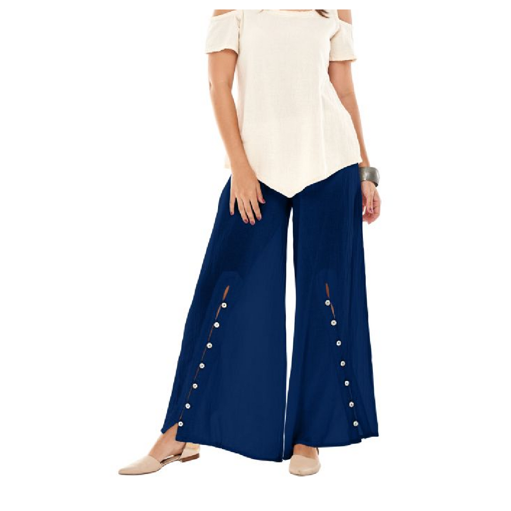 Dallas Gauze Pant: Palazzo with Buttons