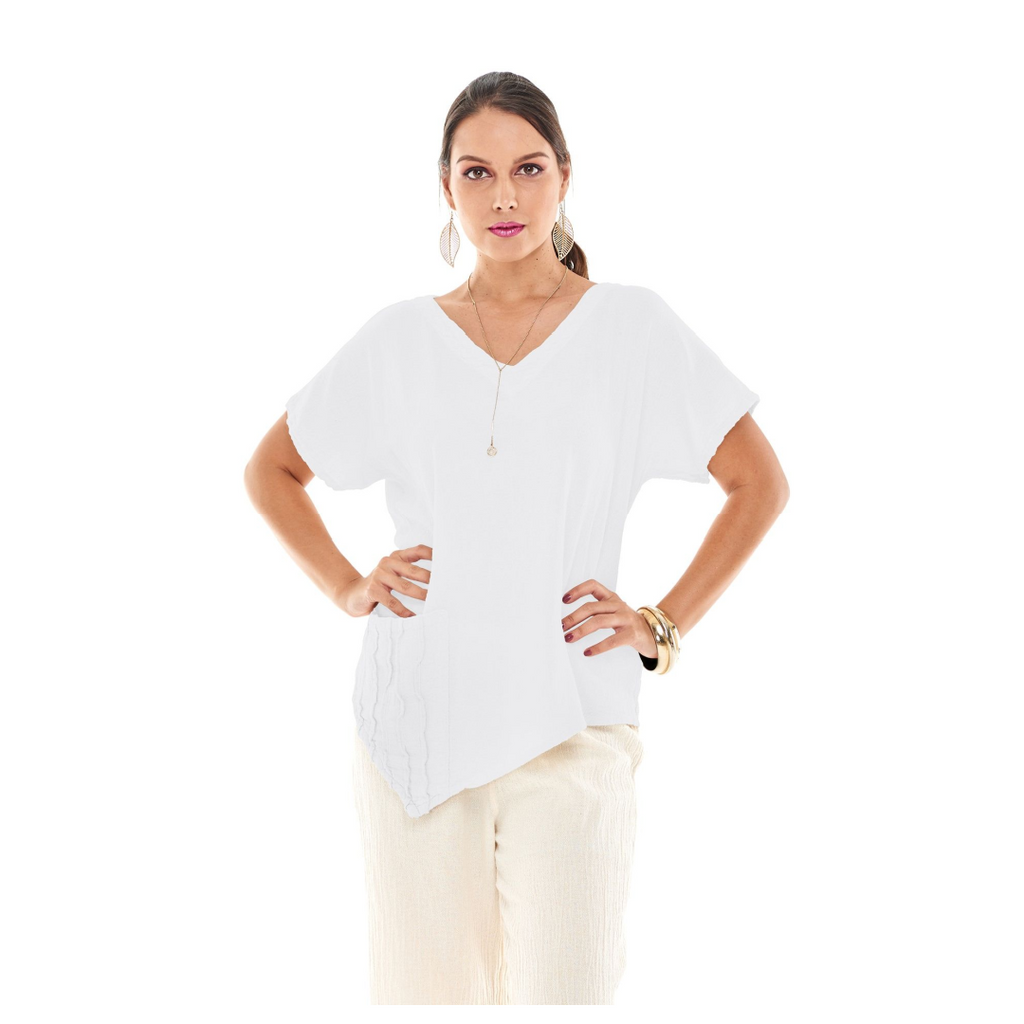 Polly Gauze Blouse: Short Sleeve with Detailed Pocket