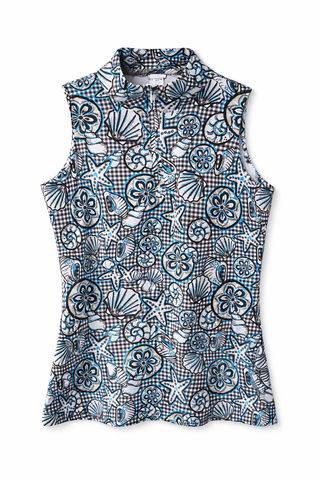 Lulu B Black Gingham Shells Sleeveless Zip Top