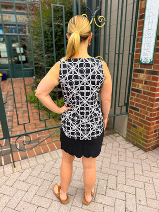 Lulu B Black and Stone Loops UPF 50+ Sleeveless Keyhole Top
