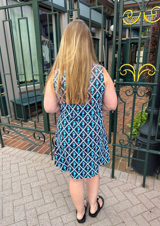 Lulu B Seahorse Lattice Sleeveless Zip Swing Dress