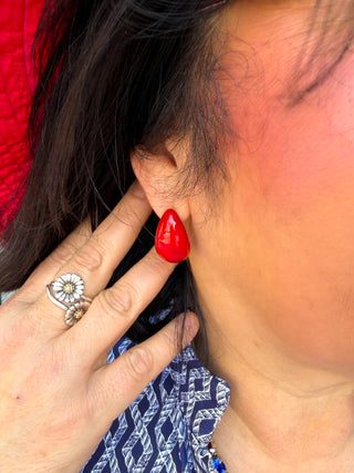 Red Teardrop Earrings