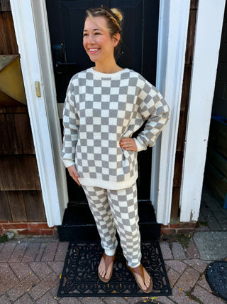 Grey Checkered Luxury Pajama Top