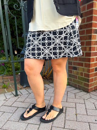 Lulu B Black and Stone Loops UPF 50+ Zip Skort