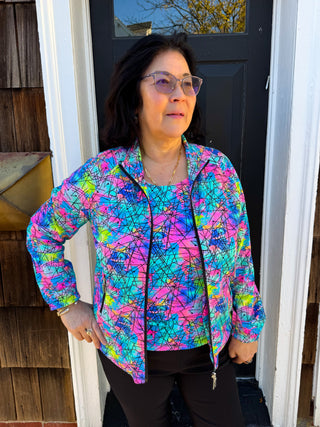 Beachtime by Lulu B Splatter Multi Full Zip Jacket