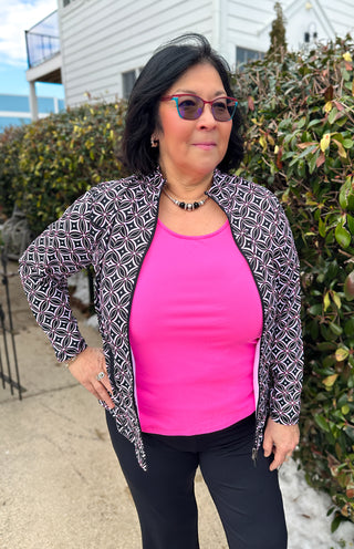 Lulu B Pink Geometric Zip Jacket