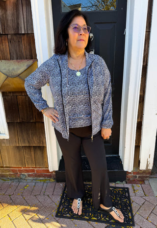 Beachtime by Lulu B Black Abstract Full Zip Jacket