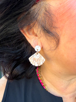 Acetate Shell Dangle Earrings Natural