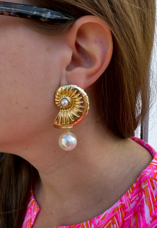 Jumbo Gold Shell Earrings