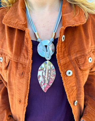 Silver Feather Necklace Set