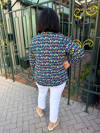 Lulu B Multicolor Cocktails Zip Jacket