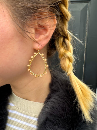 Gold and Taupe Teardrop Earrings