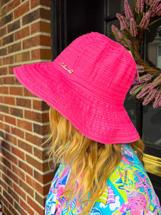 Lulu B Bright Hot Pink Ribbon Fabric Sun Hat