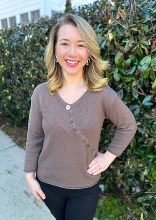 Lulu B Cocoa Mini Button Sweater