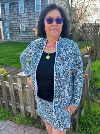 Lulu B Black Gingham Shells Zip Jacket