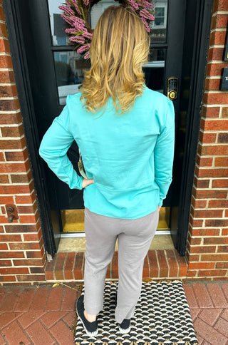 Escape by Habitat Mint Quarter Zip French Terry Pullover